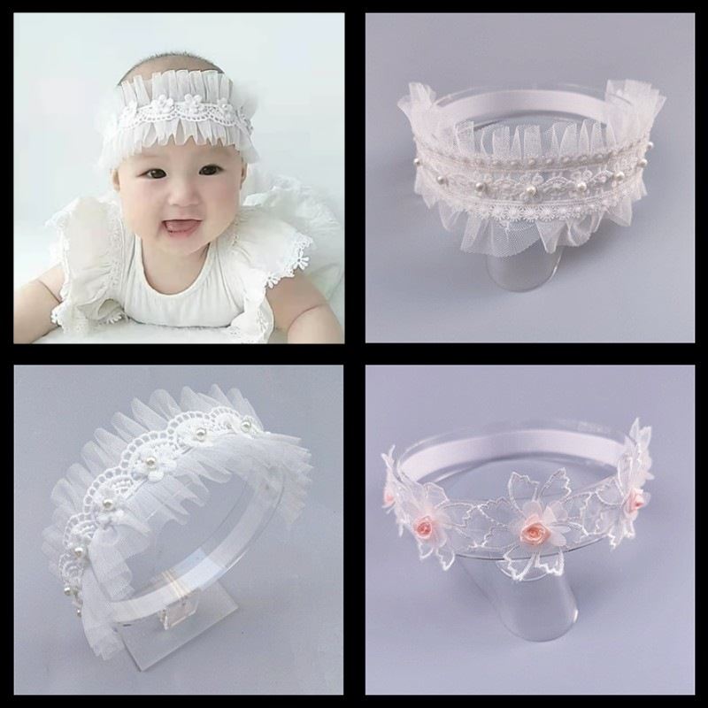 韩版0-3岁女宝宝蕾丝发带公主头花婴儿童百天周岁配饰 婴儿发带