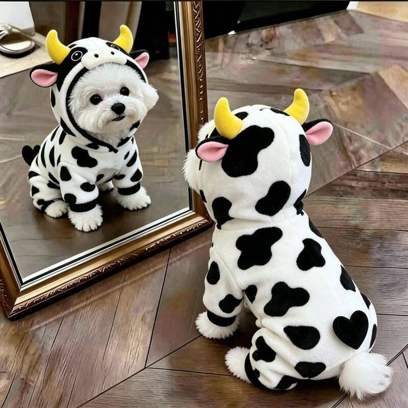 狗狗衣服秋冬加厚奶牛四脚衣搞怪
