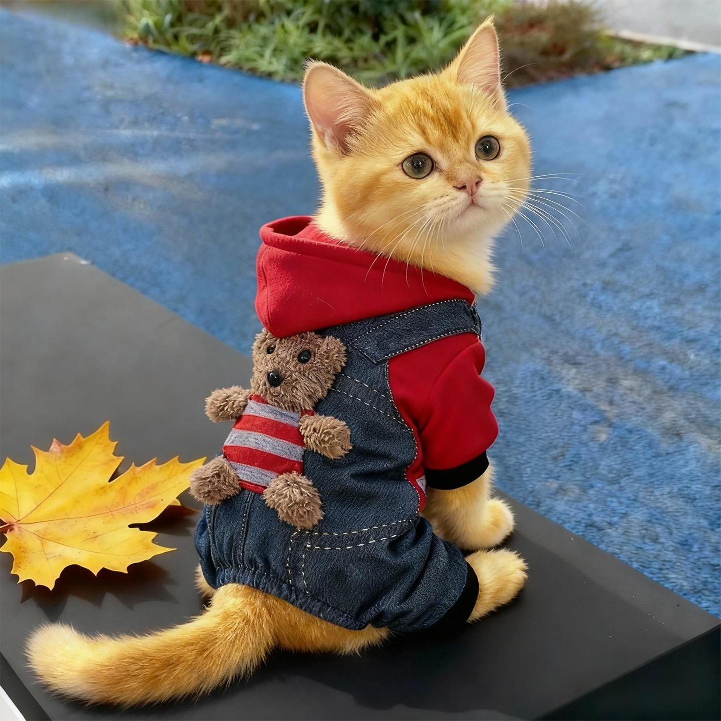 猫咪衣服可爱小熊保暖棉衣秋冬加厚金渐层布偶泰迪宠物狗狗四脚衣