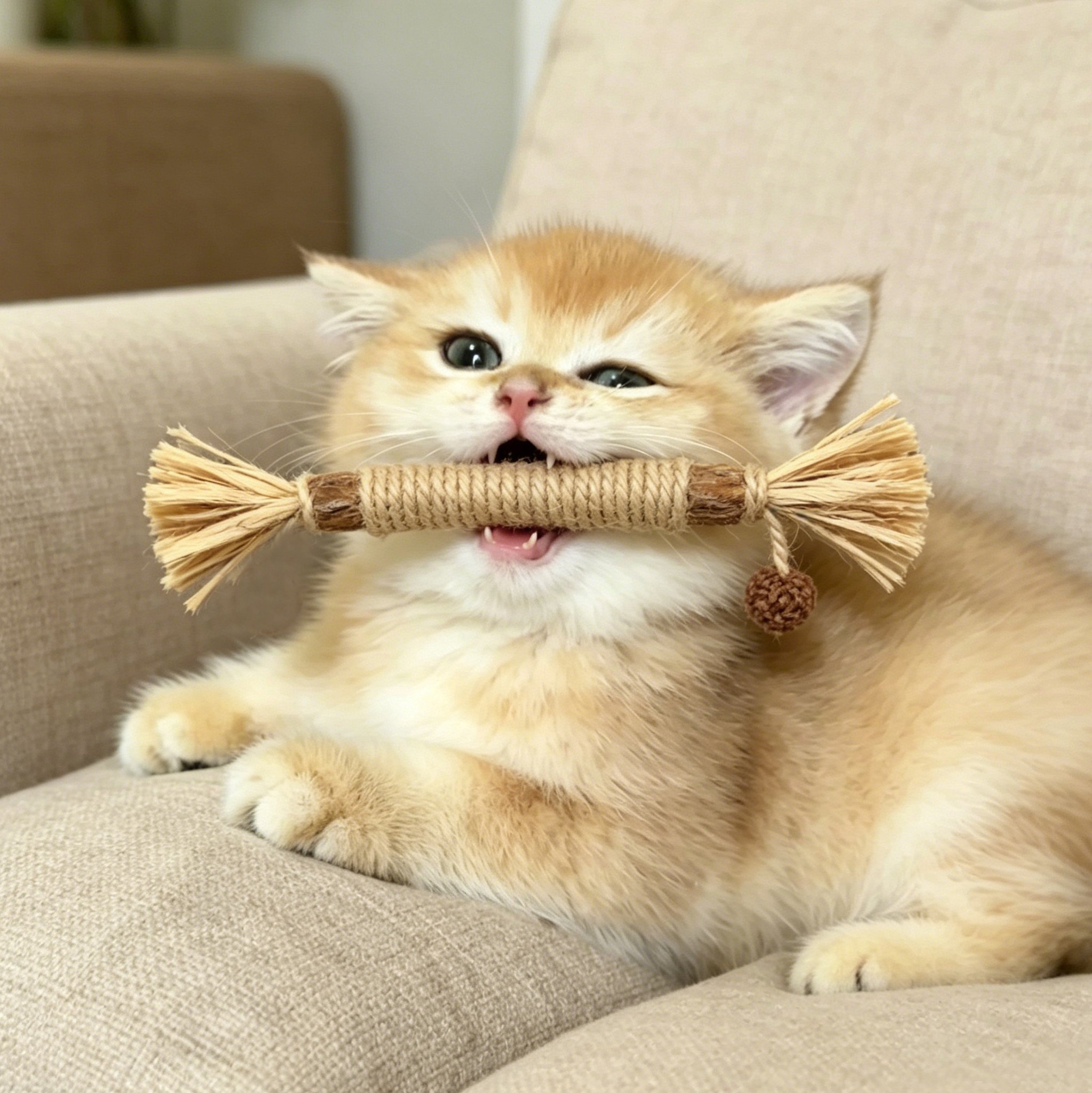逗猫棒猫咪洁齿棒木天蓼麻绳磨牙