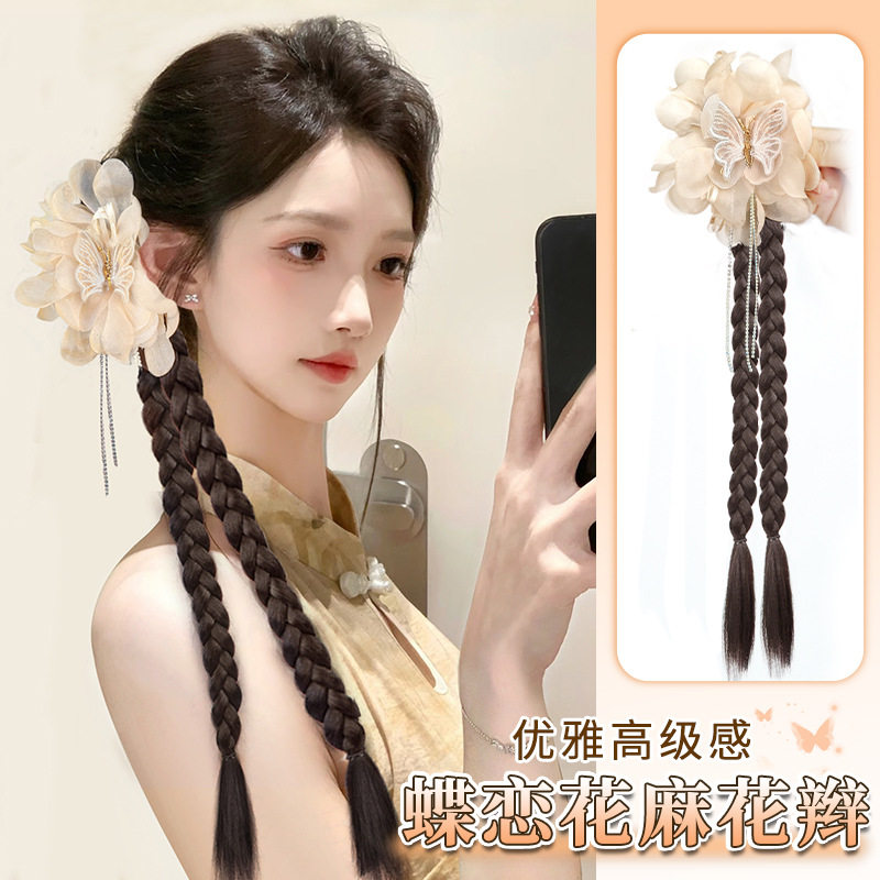假发辫子女仿真发自然逼真蝶恋花