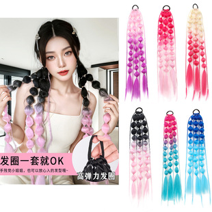 现货灯笼泡泡马尾辫时尚 手编辫子马尾假发 女大辫子扭扭辫圣诞款