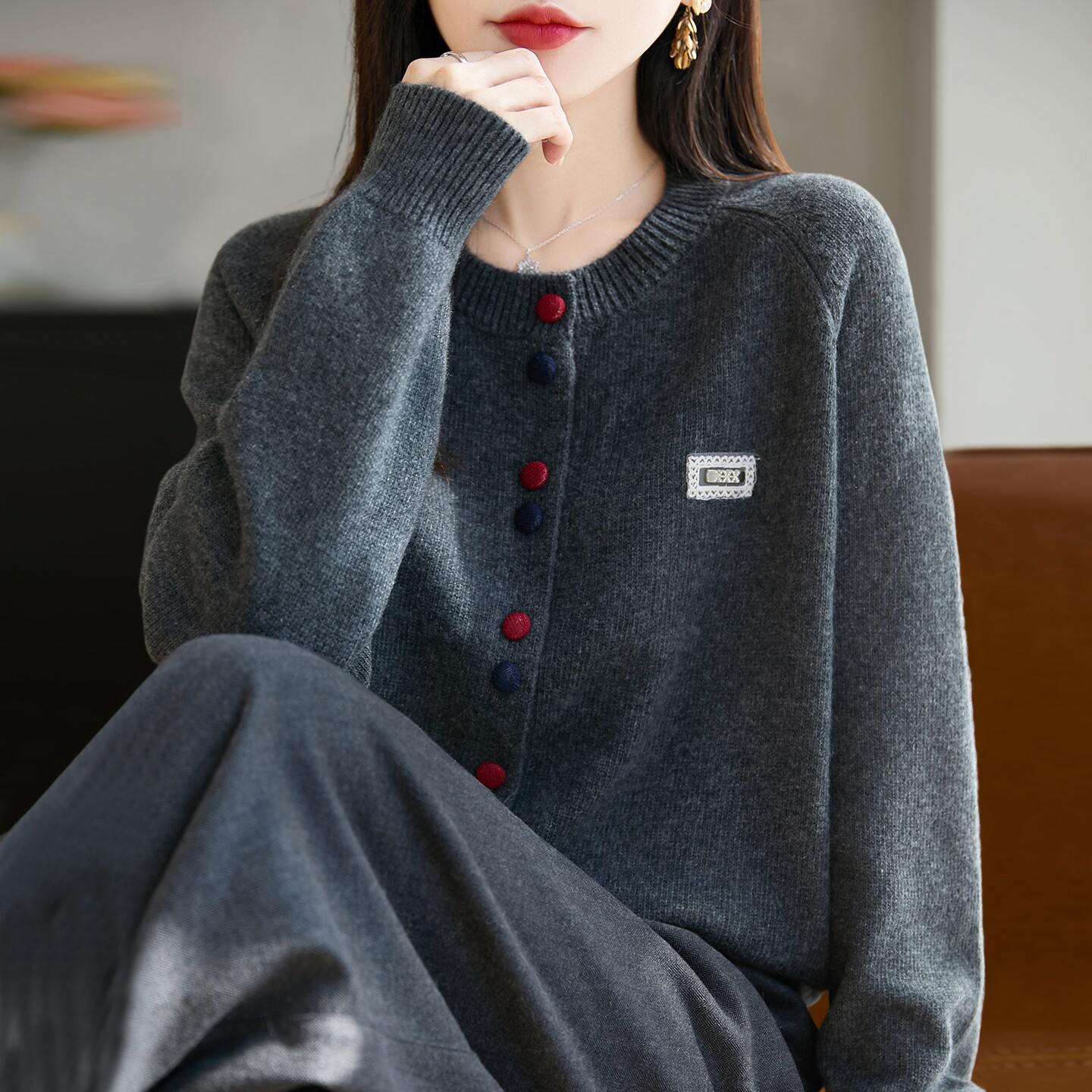 时尚外穿百搭针织开衫外套女2026新款春秋大码女装上衣秋冬毛衣