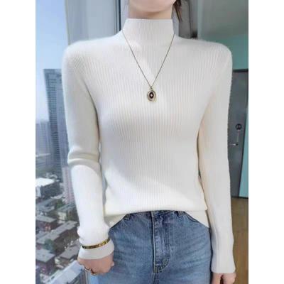 2025秋冬新款时尚内搭半高领加厚保暖毛衣修身显瘦打底衫女冬