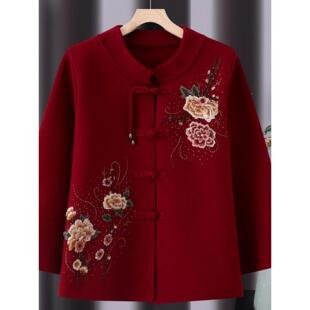 老年人秋冬装女奶奶唐装外套80岁新中式衣服老太太喜婆婆针织开衫