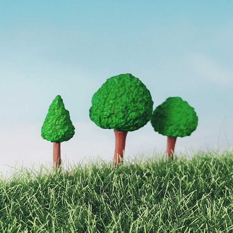 树脂小摆件仿真树沙盘迷你小绿树