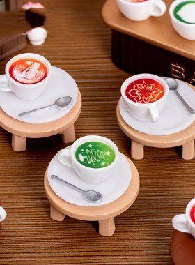 微缩食玩咖啡馆创意拉花咖啡杯饮料杯子树脂小摆件娃屋桌面装饰品