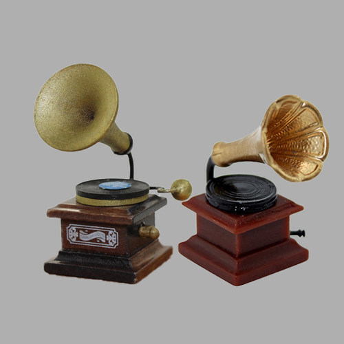 微缩迷你留声机复古场景小摆件