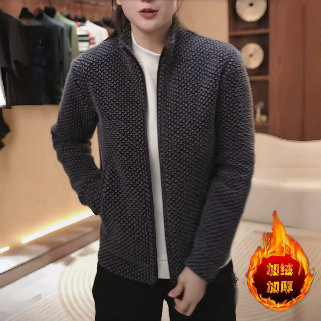 【男装】冬季时尚轻奢帅气休闲免烫抗褶皱立领夹克外套加绒男冬装