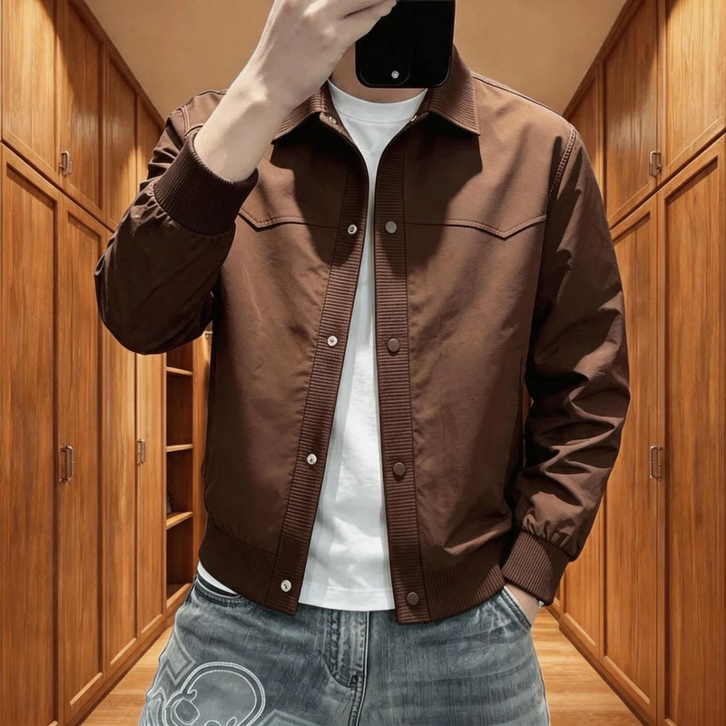 【轻奢时尚】秋冬季男士翻领痞帅工装夹克潮流百搭休闲外套G1719