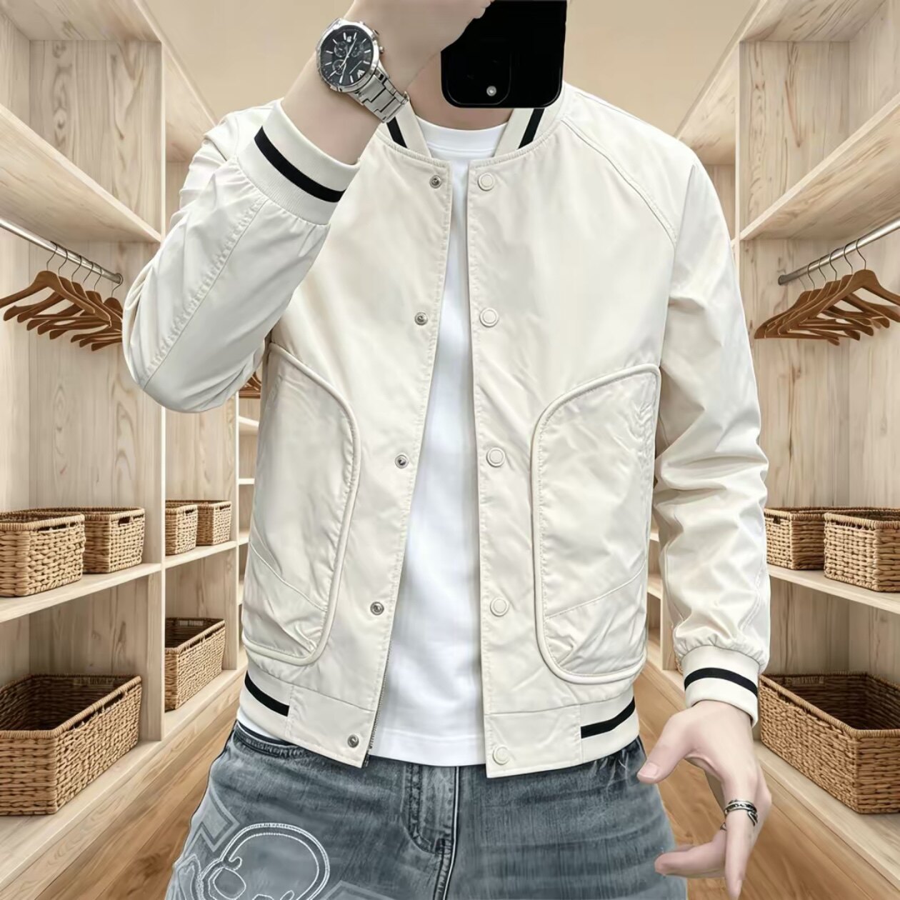 男士潮流户外通勤复古棒球服夹克春秋新款痞帅休闲宽松百搭外套男