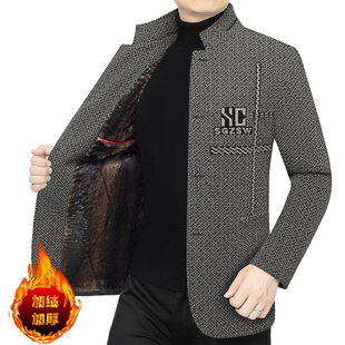 2025秋冬季新款中年加绒加厚男士夹克外套休闲上衣爸爸装