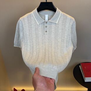 夏季 老钱风翻领针织短袖 POLO衫 男装 男士 T恤时尚 9907 轻奢简约