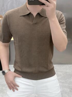 高档翻领针织短袖T恤POLO衫男士夏季时尚简约半袖体恤男装LO603