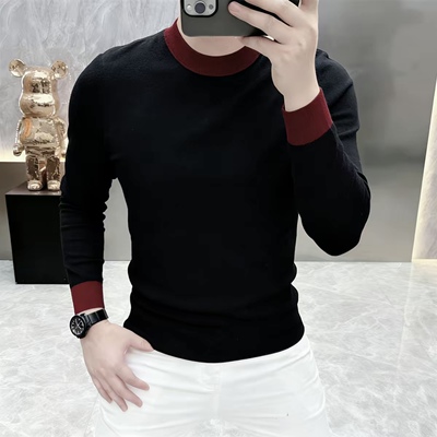 2026简欧轻奢高品质秋冬款长袖毛衣简约男士休闲圆领打底衫潮5187