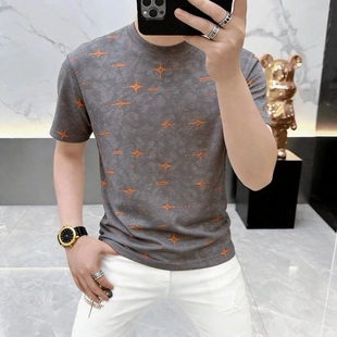 上衣潮流品质男装 高档夏季 百搭撞色宽松半袖 时尚 圆领短袖 T恤男士