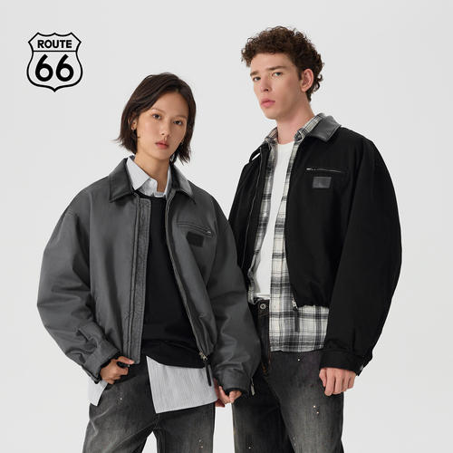 66号公路/route66冬季短款棉服夹棉外套女巴恩风棉袄新款美式棉衣