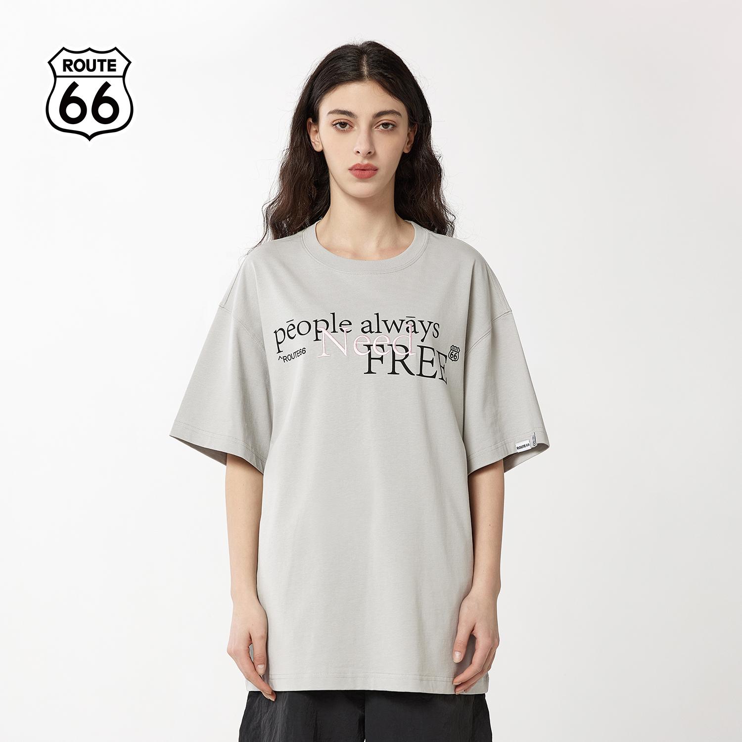 ROUTE66美式复古字母印花T恤