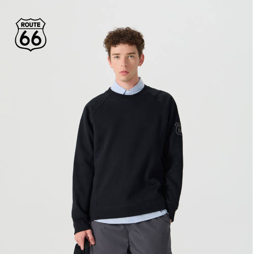ROUTE66/66号公路秋季圆领卫衣加绒男女2026新款情侣重磅长袖上衣