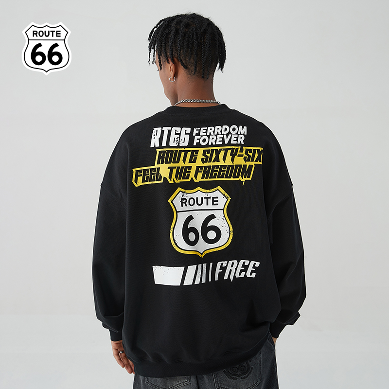 美式潮牌ROUTE66圆领男女秋冬季