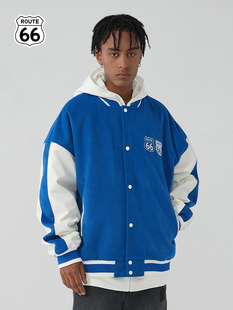 ROUTE66/outlets店 美式潮牌复古棒球服情侣外套宽松男女同款夹克