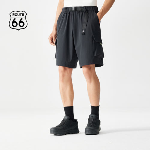 Route66/66号公路新款多口袋logo刺绣工装短裤男夏季休闲五分裤