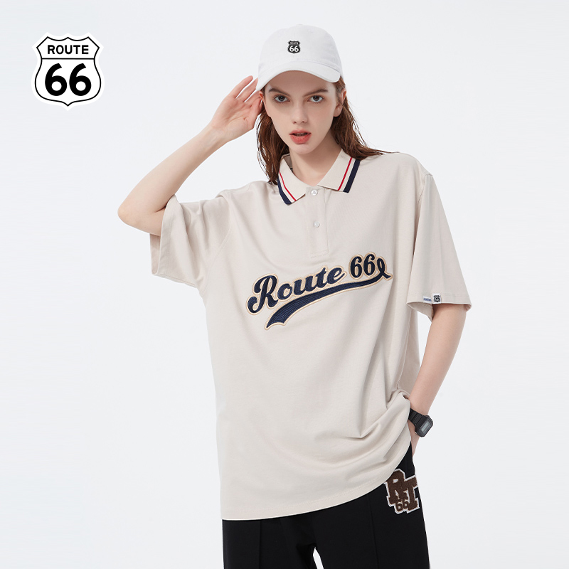 66号公路潮牌休闲情侣POLO衫夏
