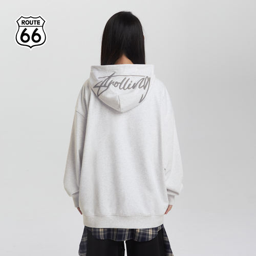 ROUTE66 美式潮牌卫衣情侣新款长袖套头连帽刺绣纯色秋冬上衣