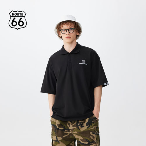 ROUTE66/66号公路夏季基础polo衫男透气休闲翻领短袖男父亲节礼物