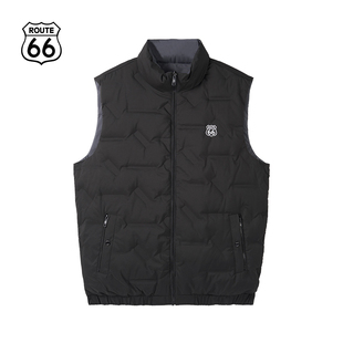 ROUTE66/outlets店 羽绒马甲立领秋冬季休闲百搭两面外套男女同款