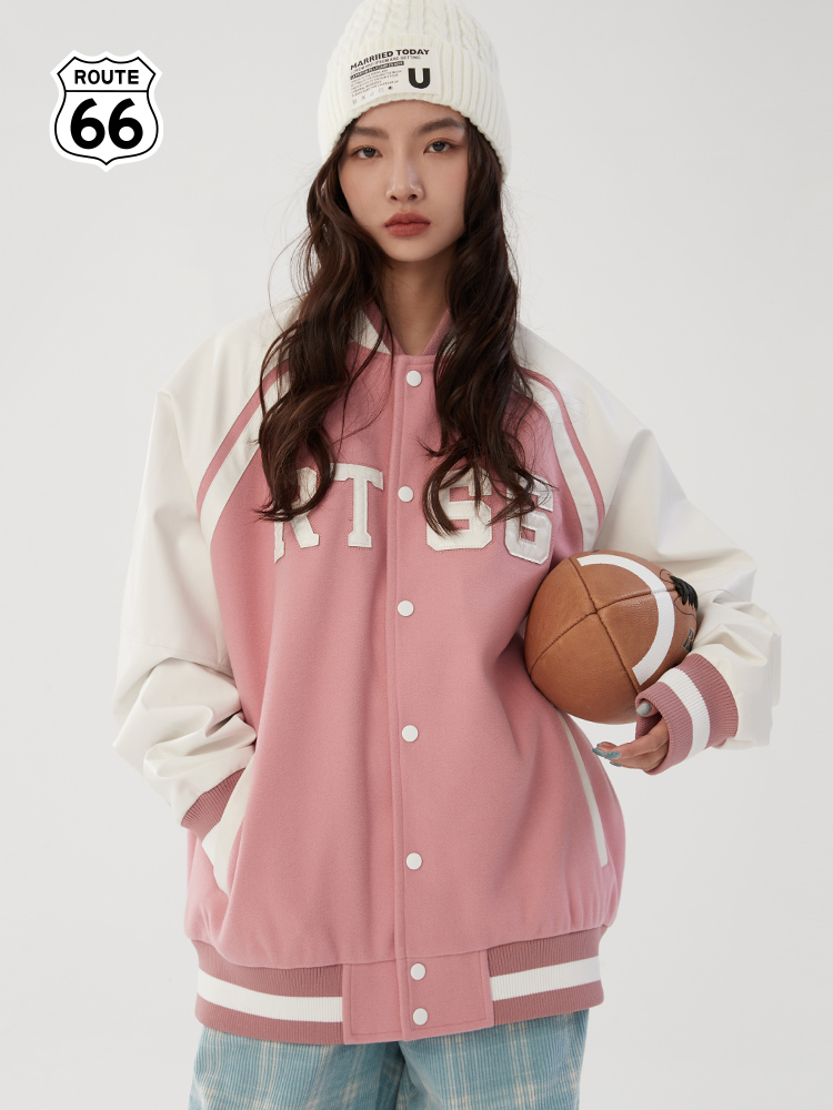 潮棒球服route66棒球领春秋宽松