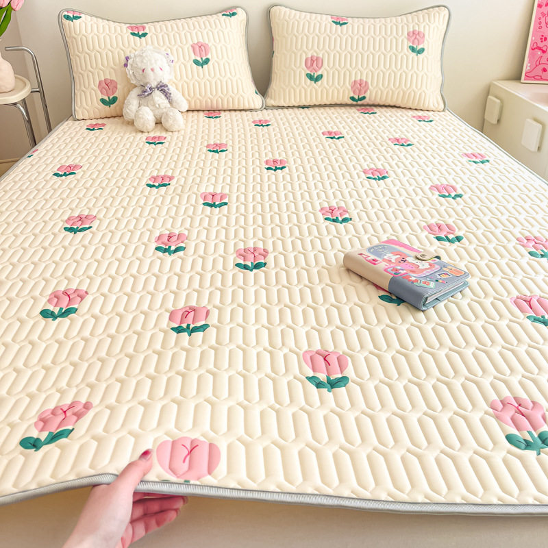 A类母婴级乳胶凉席三件套冰丝席加厚乳胶学生宿舍凉感丝空调软席