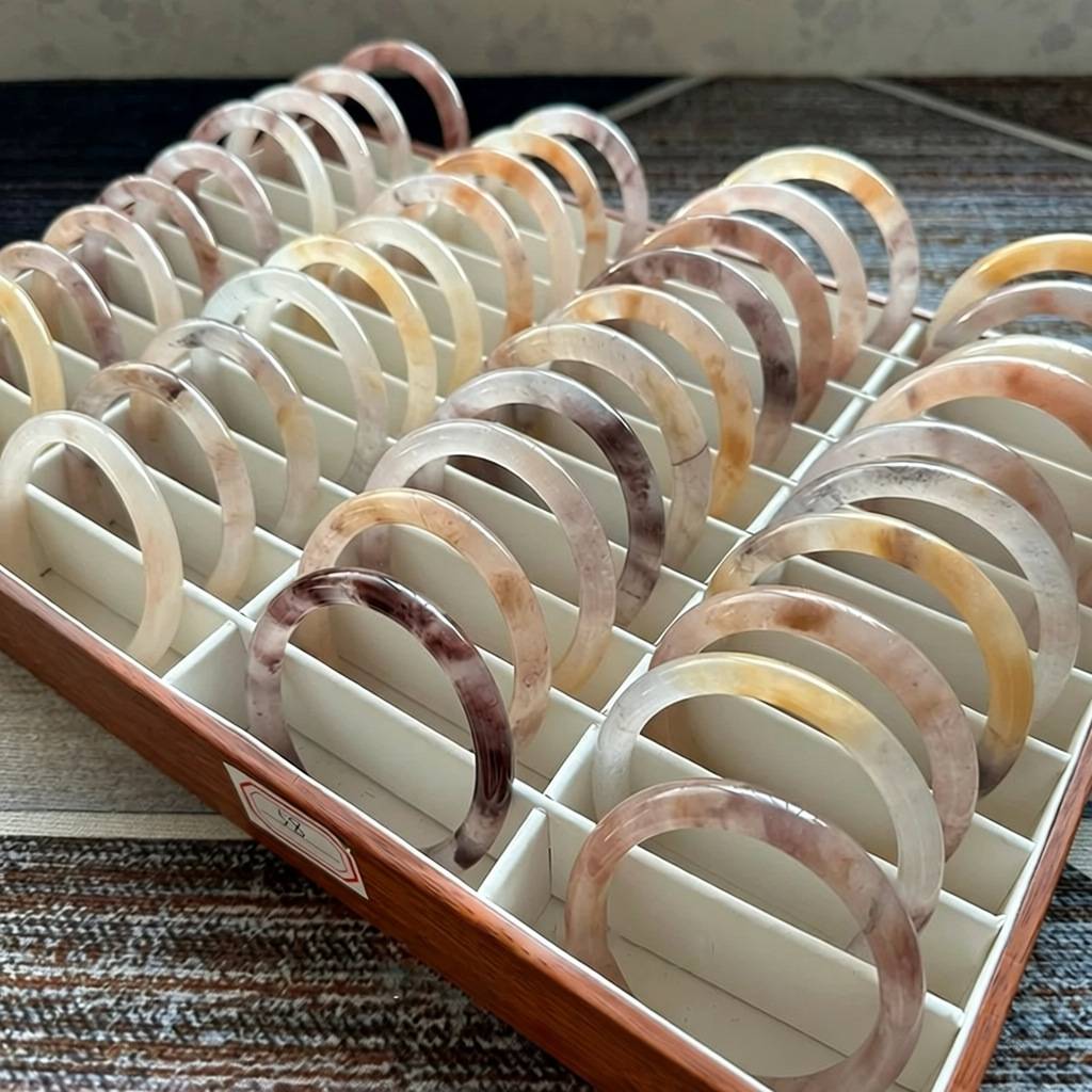 金丝玉紫罗兰圆条手镯天然正品