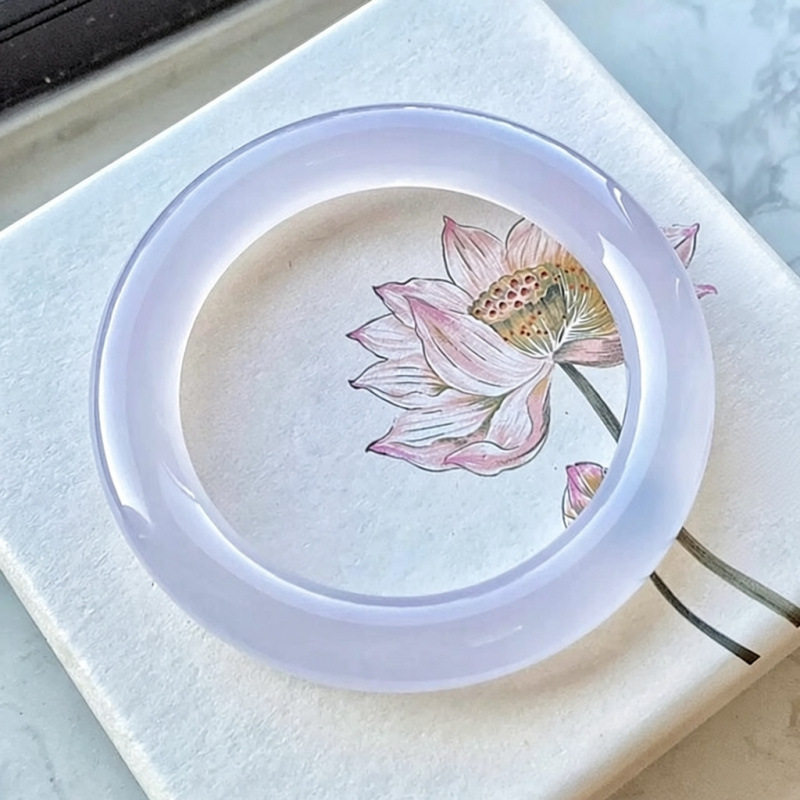 纯天然玛瑙手镯女款冰飘紫冰种