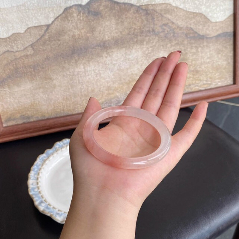 纯天然桃花酿玉镯天然高冰透