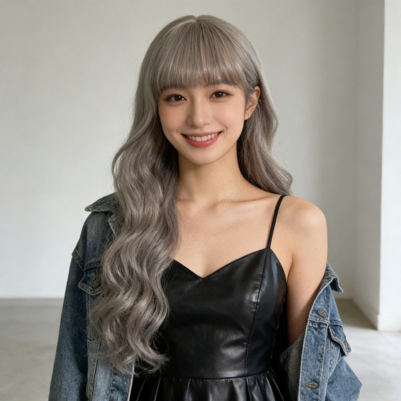 欧美时尚奶奶灰长卷假发头套
