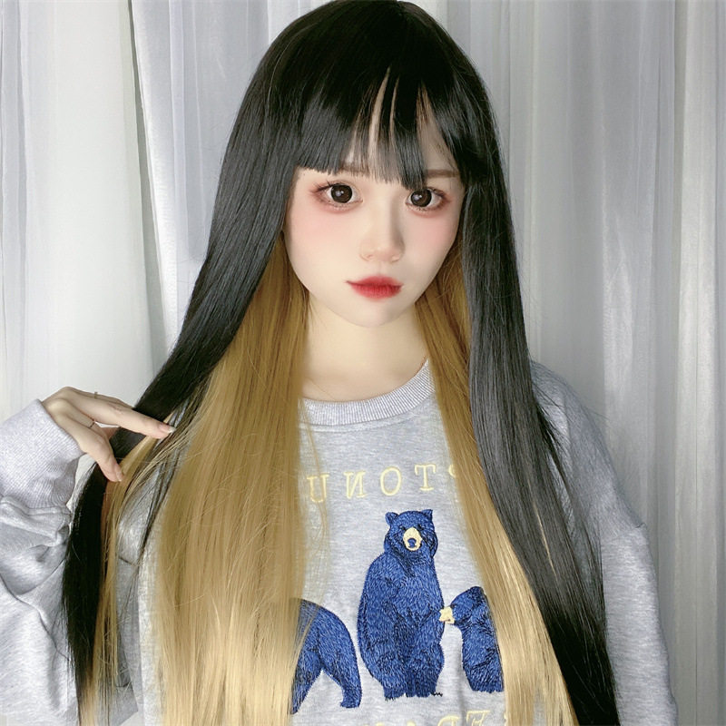 现货假发女漫画刘海长挂耳染
