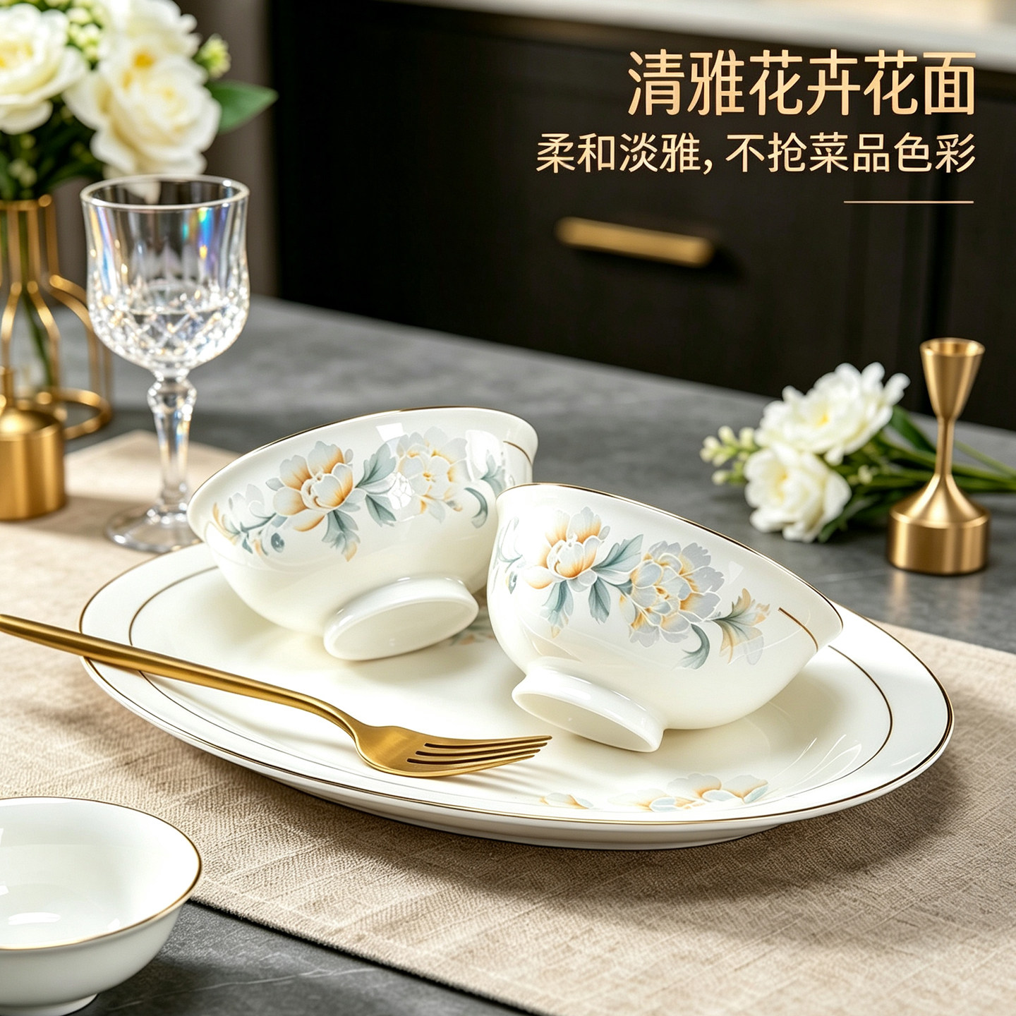 景德镇陶瓷食品级可微波高脚饭碗图片