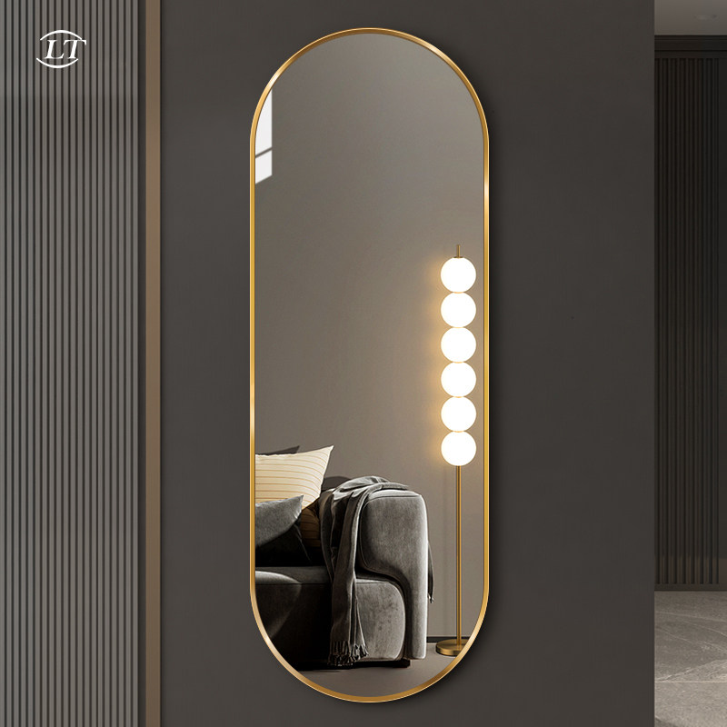 轻奢穿衣镜带框壁挂全身试衣镜异形椭圆家用卧室挂墙客厅玄关定制