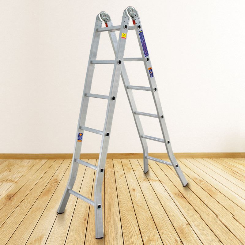 瑞居家用梯子双侧梯人字梯工程梯子铝合金梯多功能折叠6步梯3765