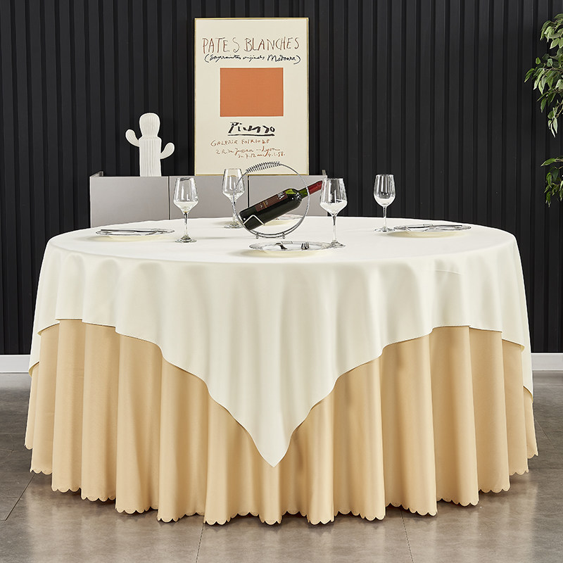 酒店高档现代简约桌布饭店宴会布艺餐厅纯色台布大圆餐素色定制做
