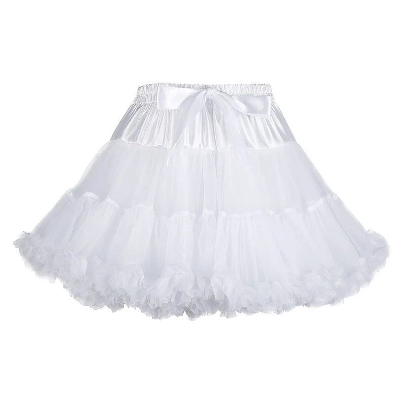 Women Fluffy Bubble Tutu Skirt White Ruffled Petticoat Girl - 实物图