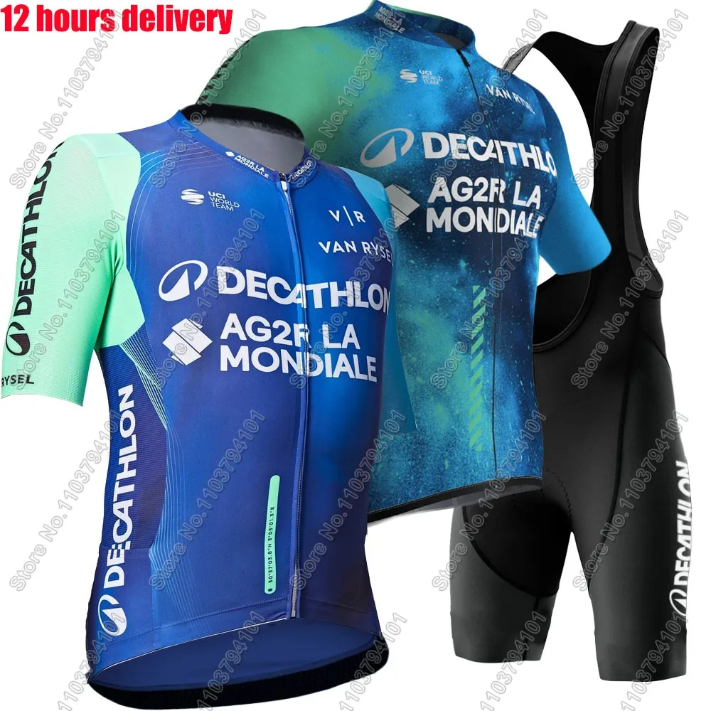 Maillot Ag2r Cycling Jersey 2025 Set Short Sleeve France Blu