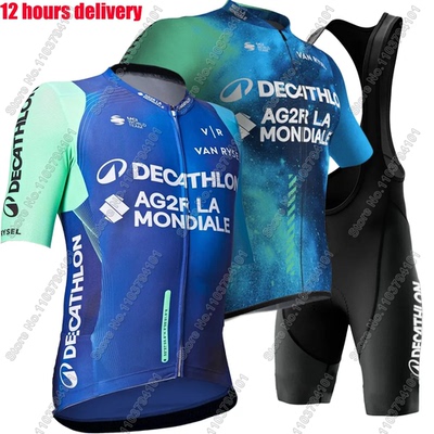 Maillot Ag2r Cycling Jersey 2025 Set Short Sleeve France Blu