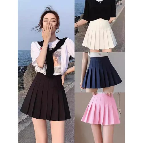 Preppy Style Women Pleated Skirt High Waist A-Line Mini Skir