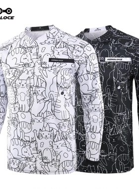 KEMALOCE Men MTB Jersey Long Sleeve Unisex White Mountain Bi