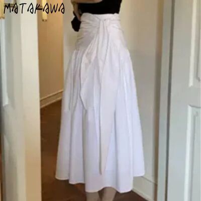 Matakawa Vintage Bandage Long Skirt Solid Korean Fashion Spr