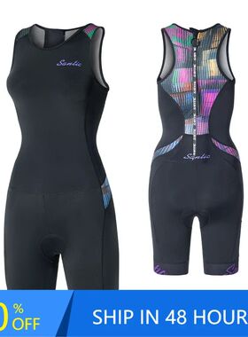 Santic Women's Triathlon Cycling Suits Sleeveless Sponge Pad