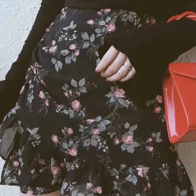 Retro Floral Half Skirt Women Summer Word Skirt plus Size Ne