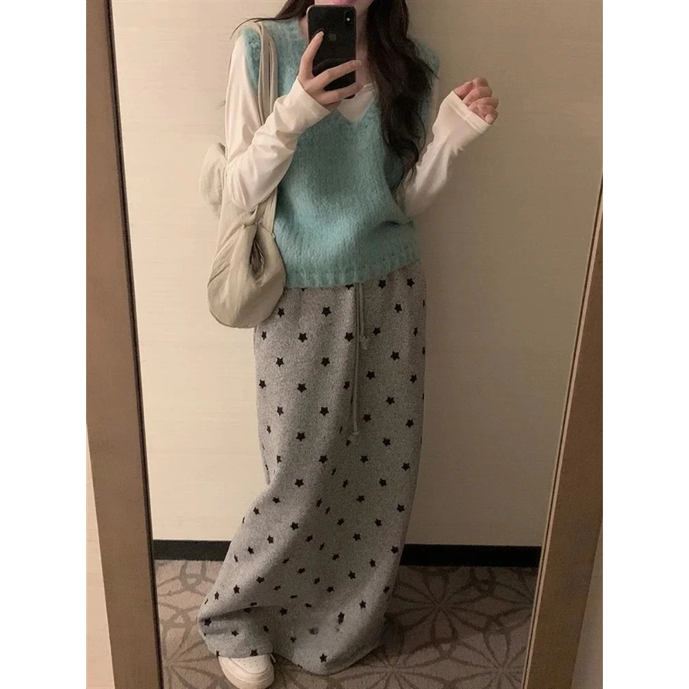 2025 Faldas Mujer De Moda Fashion Thicked Skirt Korean Long